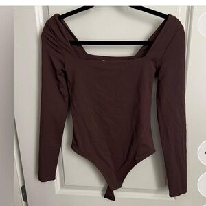 Babaton brown square neck bodysuit